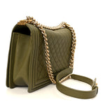 Caviar Quilted New Medium Boy Flap Khaki