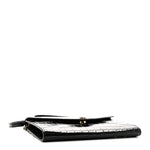 Calfskin Crocodile Embossed Envelope Clutch With Strap Black