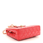 Shiny Aged Calfskin Quilted Nano Kelly Shopper Dark Red