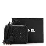 Caviar Quilted Medium CC Filigree Vanity Case Black