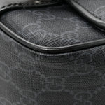 GG Supreme Monogram Textured Dollar Calfskin Retro Interlocking G Flap Messenger Bag Black