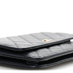 Caviar Quilted Wallet on Chain WOC Navy Blue