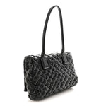 Calfskin Intreccio Rumple Desiree Shoulder Bag Black