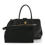 Calfskin Cerf Executive Shopper Tote Black