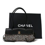Tweed Calfskin Urban Essentials Small Shopping Bag Black Multicolor