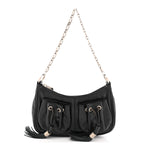 Lambskin Tassel Hobo Black