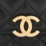 Calfskin Quilted Perfect Fit Coin Purse With Chain Black