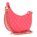 Lambskin Quilted Small Hobo Bag Pink