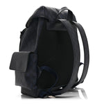 GG Supreme Monogram Textured Dollar Calfskin Medium Ophidia Double Buckle Backpack Blue Dark Blue Black