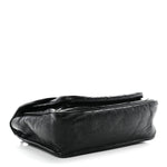 Crinkled Calfskin Matelasse Monogram Medium Niki Chain Satchel Black