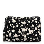 Tweed Paint Splatter Print Flap Black White