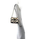Fabric Printed Large Chanel 19 Flap Black Ecru