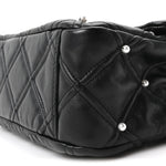 Lambskin Quilted Pearl Studded Flap Black