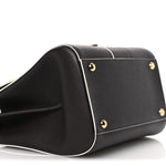 Grained Calfskin Bi-Color Brillant Mini Satchel Black
