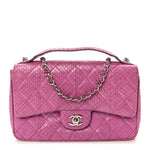 Elaphe Snakeskin Quilted Medium Easy Carry Flap Purple