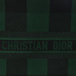 Canvas Embroidered Large Checkered Book Tote Black Green