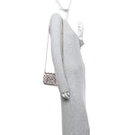 Metallic Patent Calfskin Spikes Loubinthesky Paloma Clutch Pink