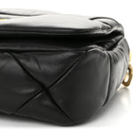 Nappa Metal Quilted Small Patchwork System Flap Bag Black