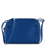 Nappa Intrecciato Double Compartment Crossbody Bag Atlantic Blue
