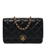 Lambskin Plexiglass Quilted Coco Love Wallet On Chain WOC Black