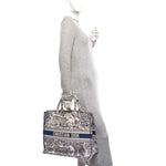 Canvas Embroidered Large Dioriviera Toile De Jouy Book Tote Blue