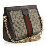 GG Supreme Monogram Web Small Ophidia Chain Shoulder Bag Brown