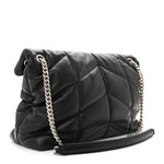 Lambskin Quilted Medium Loulou Puffer Monogram Chain Satchel Black