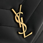 Calfskin Y Quilted Monogram Toy Loulou Crossbody Bag Black