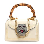 Calfskin Bamboo Mini Thiara Top Handle Bag White