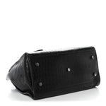 Calfskin Crocodile Embossed Small Monogram Cabas Black