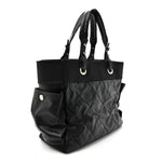 Coated Canvas Quilted Large Paris Biarritz Tote Black