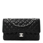 Caviar Quilted Medium Double Flap Black