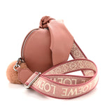 Calfskin Shearling Small Bunny Shoulder Bag Peach Bloom