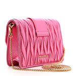 Metallic Nappa Matelasse Crystal Embellished Lady Crossbody Pink