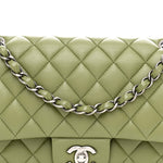 Lambskin Quilted Medium Double Flap Green