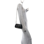 Caviar Quilted Barrel Clutch With Chain Black