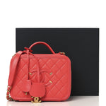 Caviar Quilted Medium CC Filigree Vanity Case Red