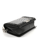 Calfskin Chevron Tweed Medium Boy Flap Black