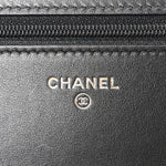 Calfskin Quilted Maxi Pearl Wallet On Chain WOC Black