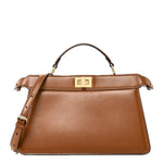 Vitello King Luxor Shiny Nappa Medium Peekaboo I SEE U East West Satchel Brandy Light Rose