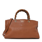 Pebbled Calfskin Medium Bamboo Shopper Tote Acero
