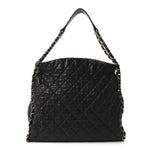 Calfskin Quilted Large Chain Me Hobo Black