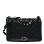 Lambskin Quilted New Medium Boy Flap Black