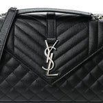 Grain De Poudre Textured Mixed Matelasse Triquilt Medium Monogram Satchel Black