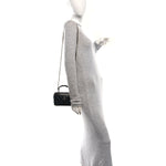 Lambskin Quilted Small Top Handle Vanity Case With Chain Black