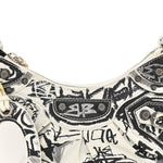 Agneau Arena Graffiti Le Cagole Shoulder Bag XS White Black