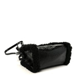 X UGG Crinkle Patent Shearling Small Shopping Bag Black