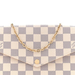 Damier Azur Pochette Felicie Chain Wallet Rose Ballerine