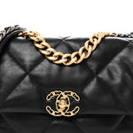 Lambskin Quilted Medium Chanel 19 Flap Black