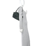 Grained Calfskin Maxi Intrecciato Small Arco Pine Green